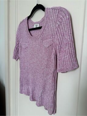 Maryam Nassir Zadeh Lilac and White Ribbed Knit Top